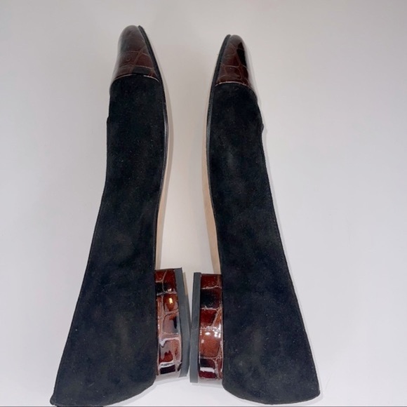 Vaneli Black Brown Suede Leather Flats Patent Toe Heel 10 N - Picture 9 of 14